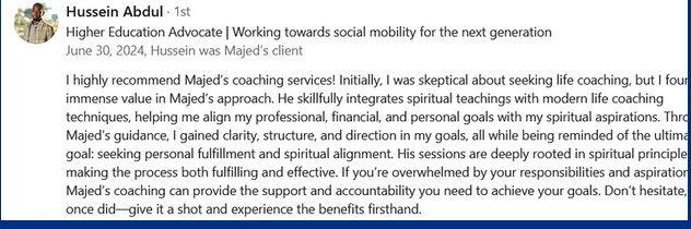 LinkedIn recommendation for Majed Behaibih